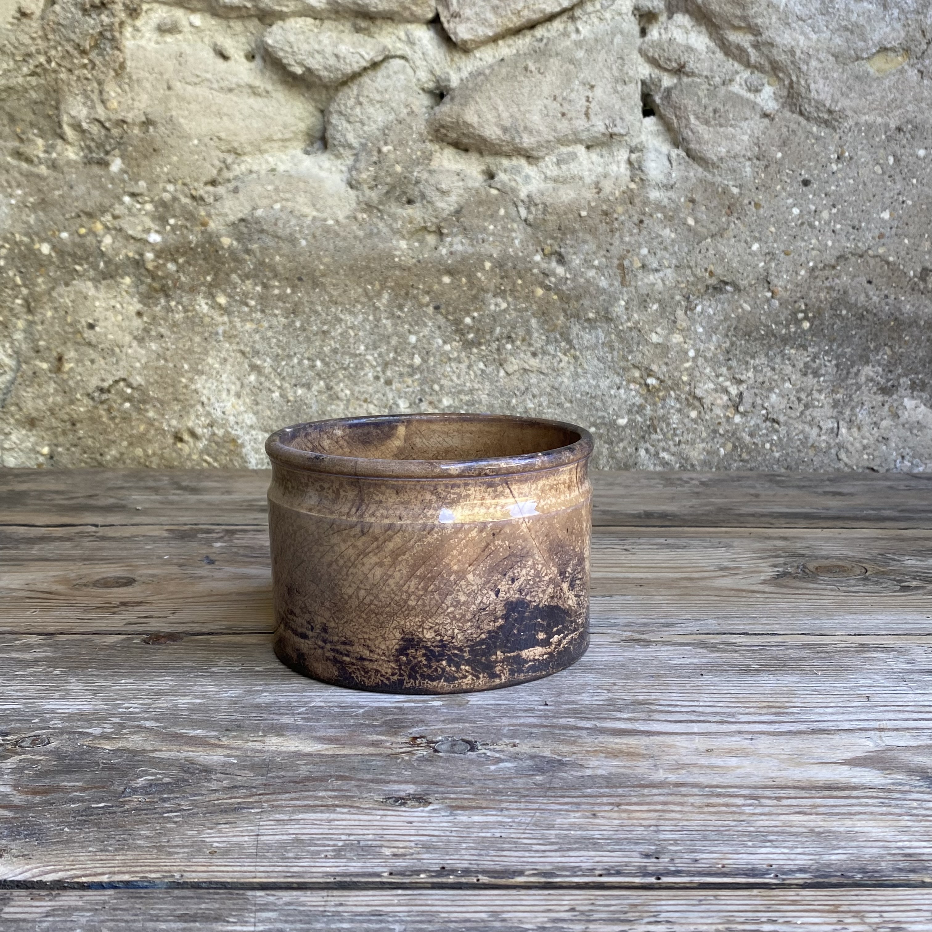AW20111238 Antique French ointment jar stamp - Creil et Montereau - period: 1876-1895 Beautiful dark stained... for condition, see detailed photos. Size: 8,5 cm high / 12,5 cm cross section