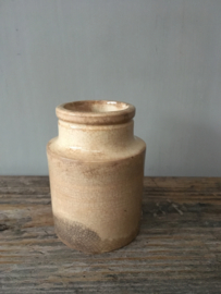 AW20110385 Old French mustard pot, beautifully buttered and crackled in perfect condition! / Size: 10 cm. high / 7 cm. section.