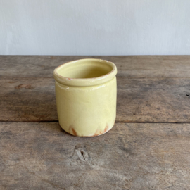 AW20110957 Antique French confiture pot Novia handmade yellow glazed in beautiful condition! Size:  9.5 cm. high / 9.5 cm. cross section