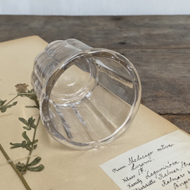 OV20110903 Antique French confiture jar of mouth-blown glass in perfect condition. Size: 8.5 cm high / 9.5 cm. cross section