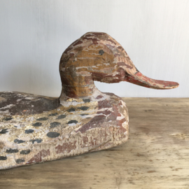 OV2011606 Large antique French wooden decoy duck hand painted and beautiful earthy colors ... Size: 42.5 cm. long / 13 cm. high.