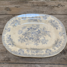 AW20111254 Antique English serving plate stamp - Asiatic Pheasants B.T.P. Co - Bovey Tracey Porcelain period: c1880 in perfect lightly stained condition! Size: 40 cm long / 4.5 cm high / 31 cm cross section.