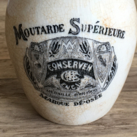AW20110624 Old French mustard jar beautifully crackled and in perfect condition! / Size: 8 cm. high / 4 cm. intersection.