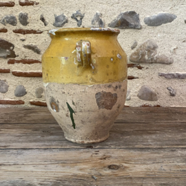AW20111216 Antieke Franse confit pot periode: 19de eeuw merkteken - R .M - in prachtige staat! Afmeting: 27 cm. hoog /  17 cm doorsnede