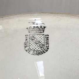 AW20110929 Antique French cake plate stamp - Opaque de Sarreguemines - period: 1875-1900 in perfect lightly buttered condition: Size: 37.5 cm. cross section / 11 cm. high.