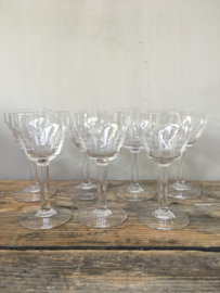 OV20110395 Set of 7 old French liqueur glasses with nicely cut motif - period: 1930 - in perfect condition! / Size: 11.5 cm. high / 6 cm. section