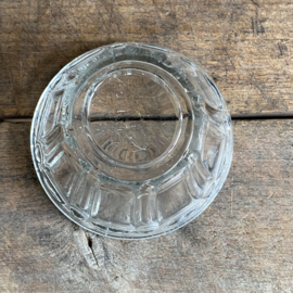 OV20111025 Antieke Franse confiturepot van mondgeblazen glas in prachtige staat! Afmeting:  10 cm hoog /  12,5 cm doorsnede