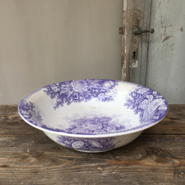 AW20110510 Beautifully decorated antique French bowl in lavender color stamp - Digoin & Sarrequemines - period: last quarter of the 19th century in beautiful condition! Size: +/- 10 cm. high / 34.5 cm. section.