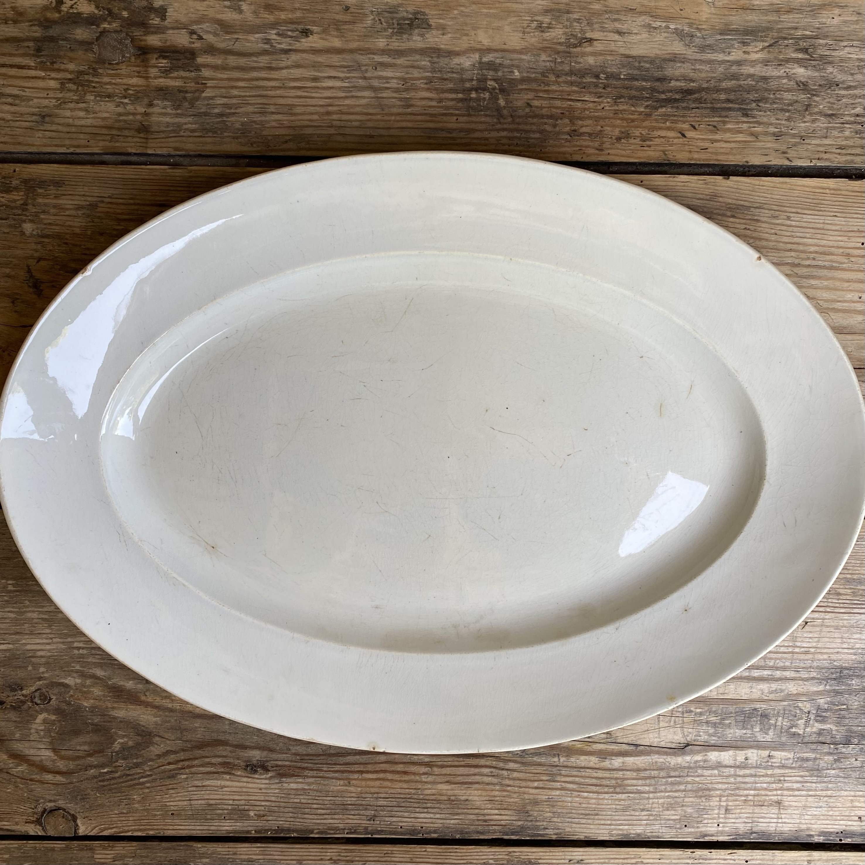 AW20111228 Antique French oval plate stamp - L.M & Co Creil et Montereau period: 1876-1895 in beautiful condition! Size: 44 cm long / 31 cm cross section