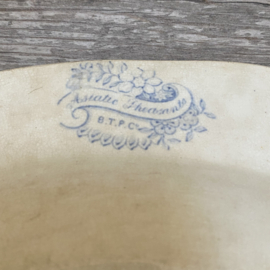 AW20111254 Antique English serving plate stamp - Asiatic Pheasants B.T.P. Co - Bovey Tracey Porcelain period: c1880 in perfect lightly stained condition! Size: 40 cm long / 4.5 cm high / 31 cm cross section.