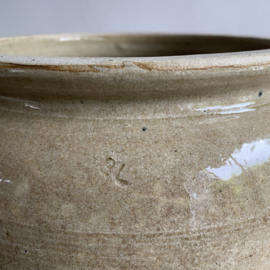 AW20111193 Grote oude Franse grès aardewerk pot in prachtige kleur - gemerkt: 3 liter -  Voor details zie foto's in prachtige staat! Afmeting: 25,5 cm hoog / 21 cm doorsnede