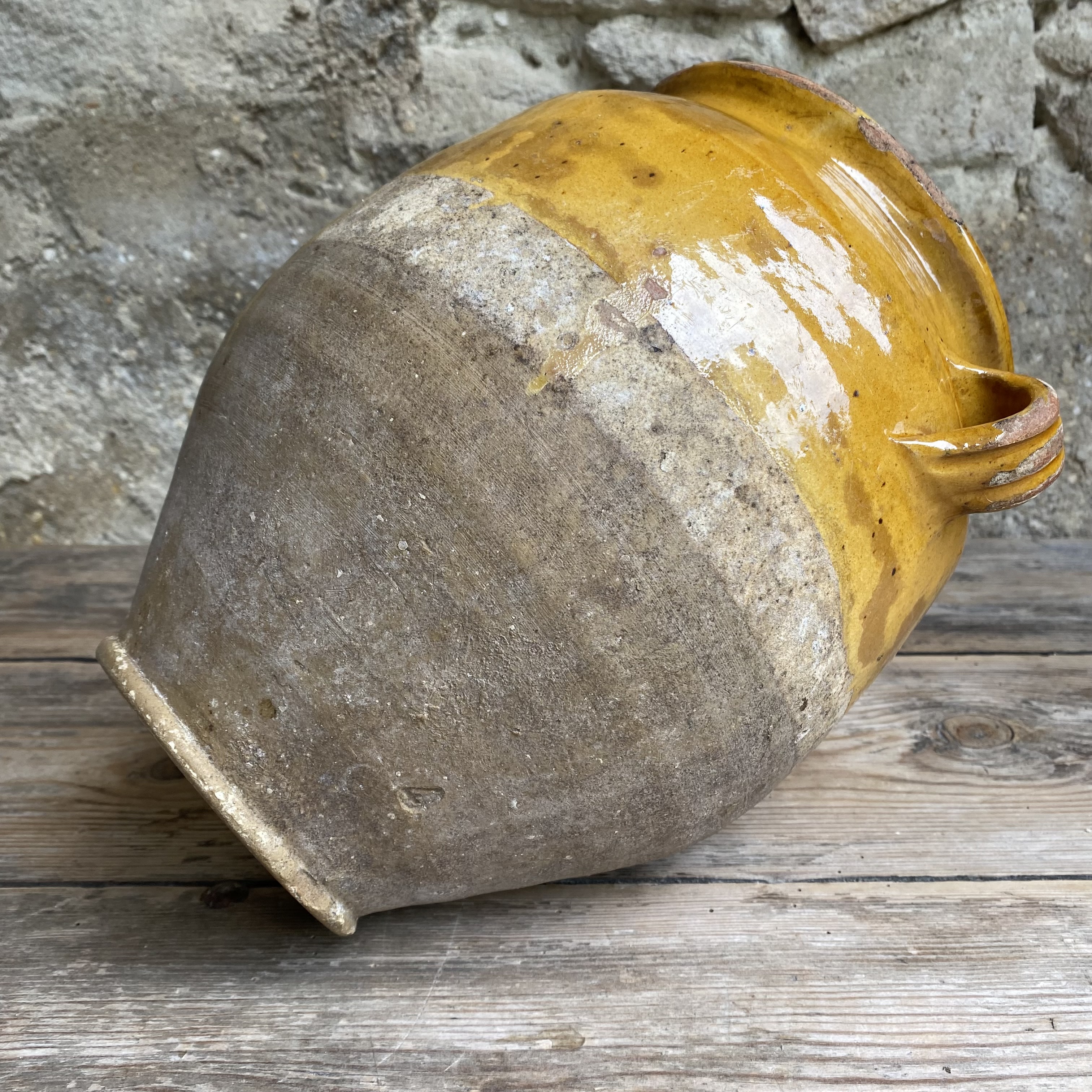 AW20111230 Antieke Franse confitpot periode 19de eeuw in prachtige staat! Afmeting: 28,5 cm hoog /  19 cm doorsnede