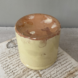 AW20110927 Antique French confiture pot Novia handmade yellow glazed in beautiful condition! Size: 9.5 cm. high / 9 cm. cross section