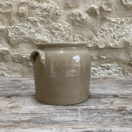 AW20111259 Oude Frans pot van grés aardewerk in prachtige staat! Afmeting: 18 cm hoog / 17 cm doorsnede