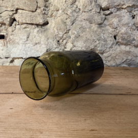 OV20111075 Antique French cornichon or olive storage jar made of mouth-blown glass, period: 19th century, in beautiful condition! Size: 24.5 cm high / 10.5 cm cross section (bottom) / 9 cm cross section (top)