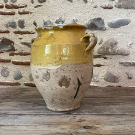 AW20111216 Antieke Franse confit pot periode: 19de eeuw merkteken - R .M - in prachtige staat! Afmeting: 27 cm. hoog /  17 cm doorsnede