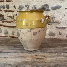 AW20111216 Antieke Franse confit pot periode: 19de eeuw merkteken - R .M - in prachtige staat! Afmeting: 27 cm. hoog /  17 cm doorsnede