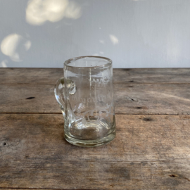 OV20111032 Antiek Frans herdenkingsglas - Souvenir de la Cauterets -  (een plaats in departement Hautes-Pyrénées) van mondgeblazen glas  in prachtige staat! Afmeting: 10 cm hoog /  6 cm doorsnede (bovenzijde)