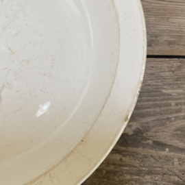 AW20111295 Antique French bowl stamp - Opaque Lunéville France - period: late 19th century in lightly buttered, beautifully weathered condition! Size: 31.5 cm cross section / 5 cm high