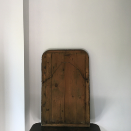 OV20110630 Antique French Louis Philippe style mirror with original beautifully weathered mirror glass. Profiling of wood frame with pâte layer in worn black. Period: 19th century. Size: 74.5 cm. high / 47.5 cm. wide. Pickup only.
