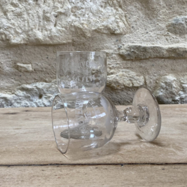 OV20111093 Set of 2 French antique wedding wine glasses "Souvenir de la Fête" made of mouth-blown glass, period: 19th century in beautiful condition! Size: 13 cm high / 7.5 cm cross section.