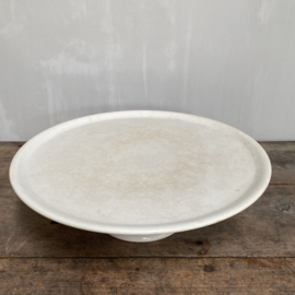 AW20110929 Antique French cake plate stamp - Opaque de Sarreguemines - period: 1875-1900 in perfect lightly buttered condition: Size: 37.5 cm. cross section / 11 cm. high.