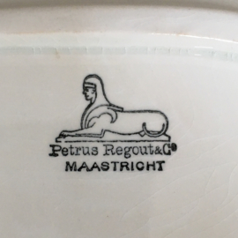 AW20110772 Antique serving dish, stamp - Petrus Regout & Co. Maastricht - period: 1893 in perfect lightly buttered condition! Size: 24.5 cm long (including the handles) / 18.5 cm. cross section  / 3.5 cm. high
