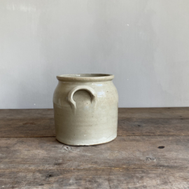 AW20111189 Oude Franse pot van grès aardewerk genummerd - 8 -  in mooie staat! Afmeting: 16 cm hoog /  14,5 cm doorsnede.