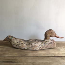 OV2011606 Large antique French wooden decoy duck hand painted and beautiful earthy colors ... Size: 42.5 cm. long / 13 cm. high.