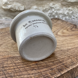 AW20111247 Old French stoneware pâté pot "La Conserve 1/4" in beautiful condition! Size: 7 cm high / 9.5 cm cross section
