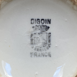 AW20111100 Klein antiek Frans spoelkommetje stempel - Digoin et Sarreguemines France - periode: 1920-1950 in mooie staat! Afmeting: 6,5 cm hoog / 12 cm doorsnede