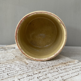 AW20110925 Antique French confiture pot Novia handmade yellow glazed in beautiful condition! Size: 9 cm. high / 9 cm. cross section.