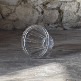 OV20111082 Antique French confiture jar made of mouth-blown glass in beautiful condition! Size: 8.5 cm high / 10 cm cross section