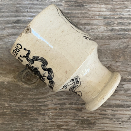 AW20111241 Antique French Grey-Poupon Dijon mustard pot stamp - Digoin & Sarreguemines - period: 1875-1900. In beautiful buttered and weathered condition, see photos for details. Size: 9.5 cm high / 6 cm cross section (bottom)