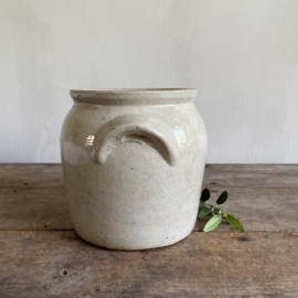 AW20111073 Oude Franse pot in grès aardewerk in prachtige staat! Afmeting: 19 cm hoog /  16 cm doorsnede