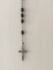 OV20110074 Old French rosary with black wooden beads, length 46 cm