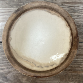 AW20111226 Antique French pâte pot with original lid in beautiful weathered and slightly stained condition! Size: 9 cm high / 6 cm cross section