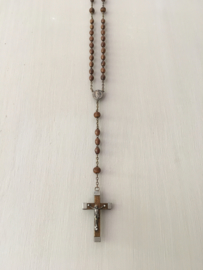 OV20110075 Old French rosary with brown wooden beads, length 46 cm