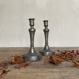 OV20110865 Set of antique French pewter candlesticks holders In beautiful weathered condition! Size: 25 cm. high / 12.5 cross section (feet)