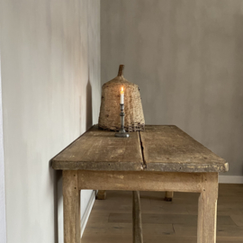 OV20110907 Antique French farmhouse table made of solid oak with 2 deep drawers, beautifully aged. Size: 1.64 mtr. long x 76 cm high x 83 cm. deep. Pick up in store or delivery within NL for a fee.