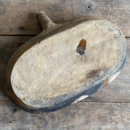 AW20111173 Antique French earthenware baking dish in beautiful condition! Size: 33 cm long / 20.5 cm cross section / 5 cm high