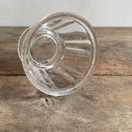 OV20111021 Antieke Franse confiture pot van mond geblazen glas periode: 19de eeuw in prachtige staat!  Afmeting: 10,5  cm hoog /  12 cm doorsnede