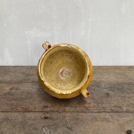 AW20110959 Antieke 19de eeuwse Zuid Franse confit pot in prachtige staat! Afmeting: 21 cm. hoog / 14,5 cm. doorsnede.