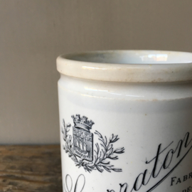 AW20110466 Special French confiture pot from Paris with stamp - Creil et Montereau - period: 1884-1920 in beautiful condition! / Size: 11 cm. high / +/- 9 cm. section.