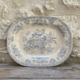 AW20111254 Antique English serving plate stamp - Asiatic Pheasants B.T.P. Co - Bovey Tracey Porcelain period: c1880 in perfect lightly stained condition! Size: 40 cm long / 4.5 cm high / 31 cm cross section.