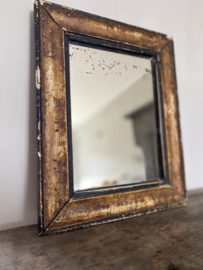 OV20110998 Antique small French mirror with original weathered glass. Period: 19th century. The frame is made of wood with beautiful authentic profiling. Size: 33 cm high / 27 cm wide /  1,5 cm thick.