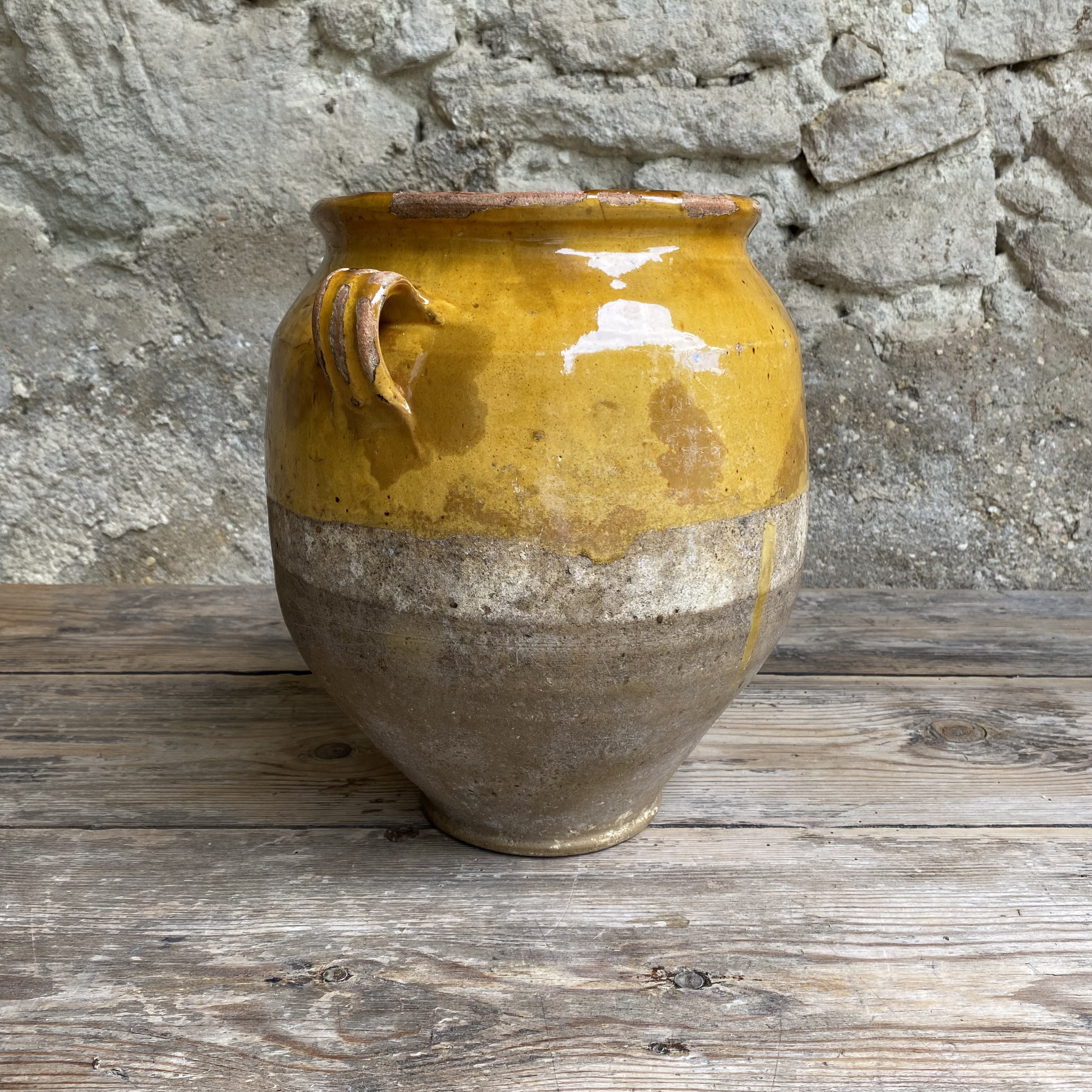 AW20111230 Antieke Franse confitpot periode 19de eeuw in prachtige staat! Afmeting: 28,5 cm hoog /  19 cm doorsnede