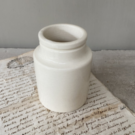 AW20110923 Old French mustard jar in beautiful, slightly crackled condition! Size: 10 cm. high / 5.5 cm. cross section