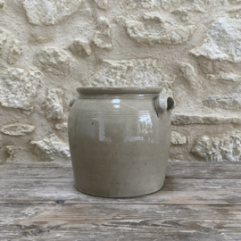 AW20111262 Oude Franse pot van grès aardewerk in prachtige staat! Afmeting: 23,5 cm hoog / 20 cm doorsnede