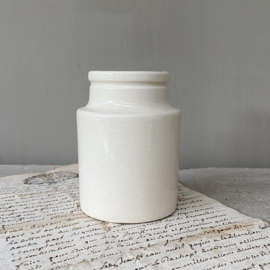 AW20110923 Old French mustard jar in beautiful, slightly crackled condition! Size: 10 cm. high / 5.5 cm. cross section